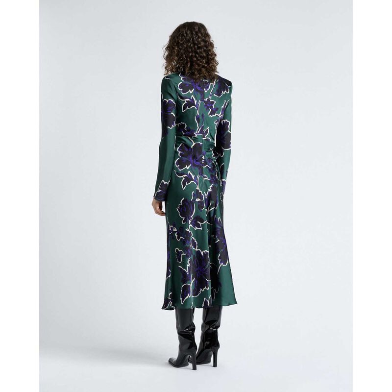 Cue Fern Brushwork Floral Gathered Midi Dress image number 1
